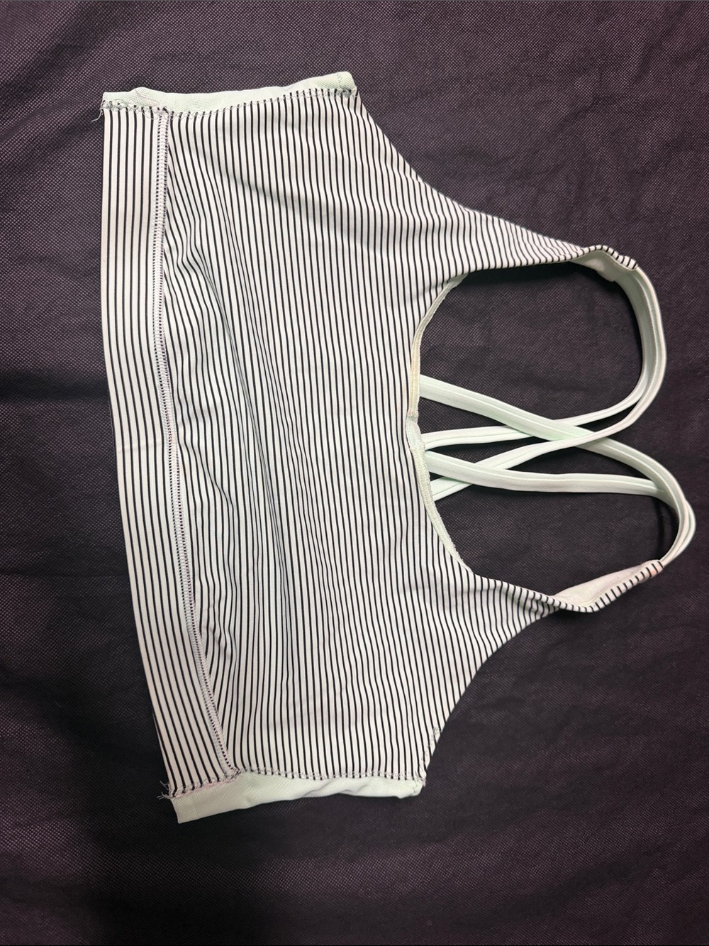 lululemon athletica Mint & Black Striped Cross-Back Sports Bra